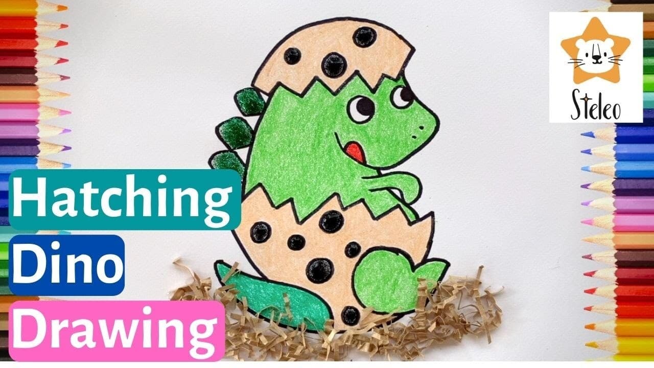 How to Draw a Hatching Dinosaur Egg