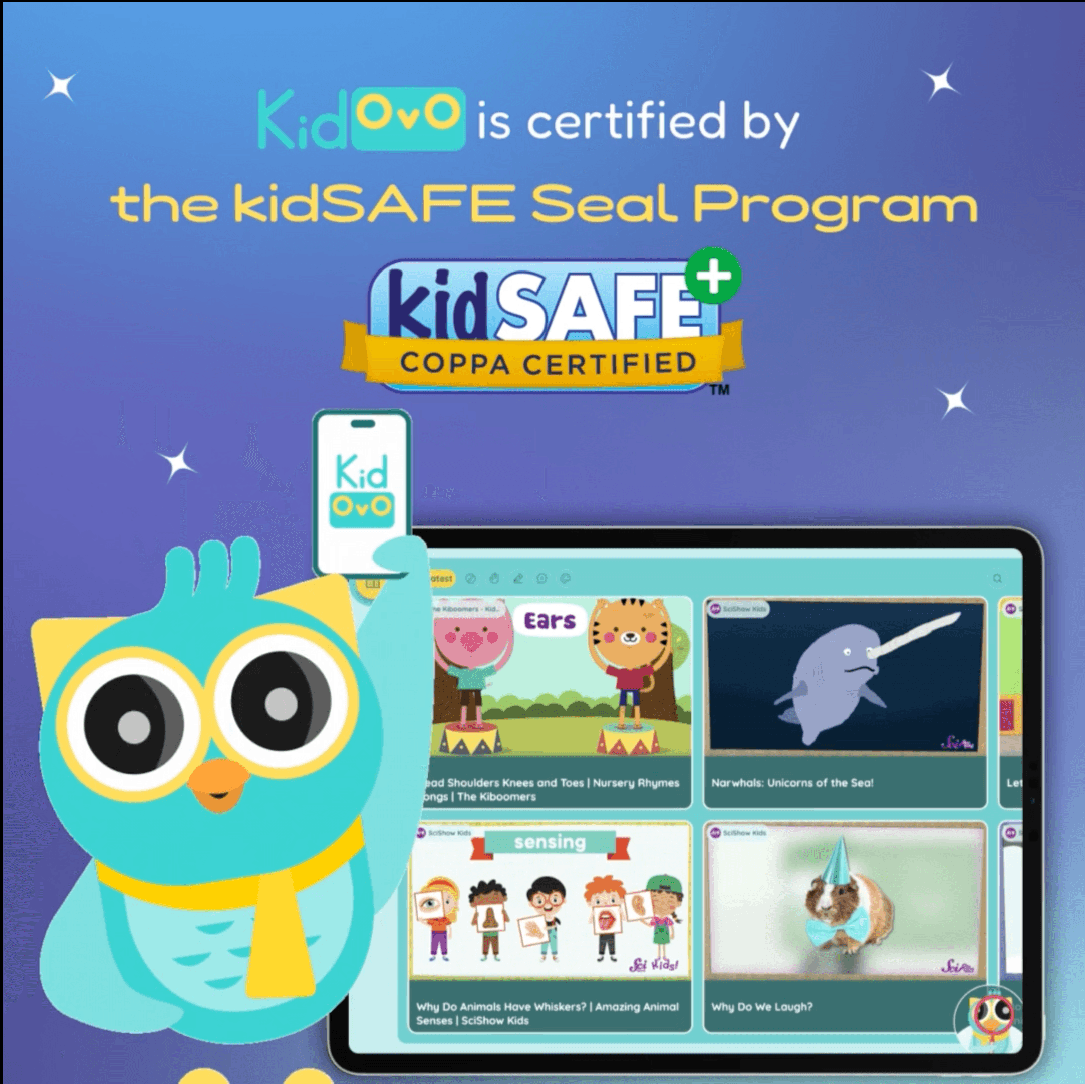 Kidovo, the Fun Learning App for Kids, receives kidSAFE+COPPA Compliance Certification