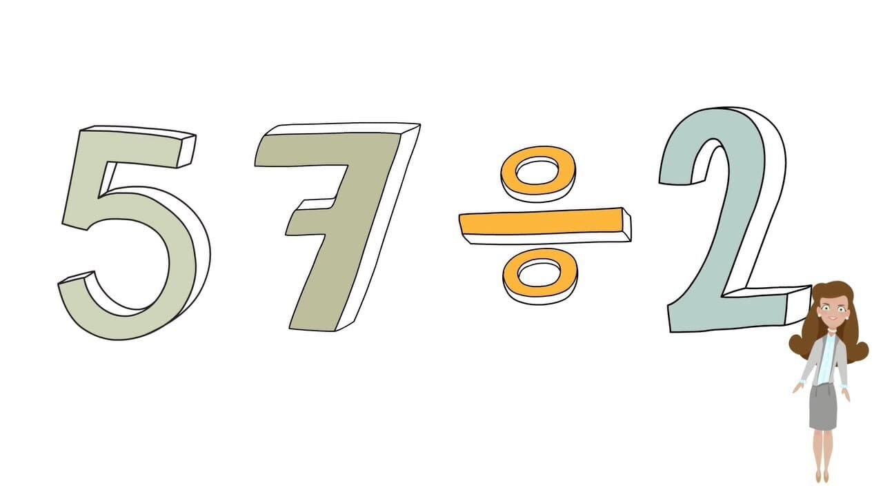 Learn Division: 57 Divided by 2