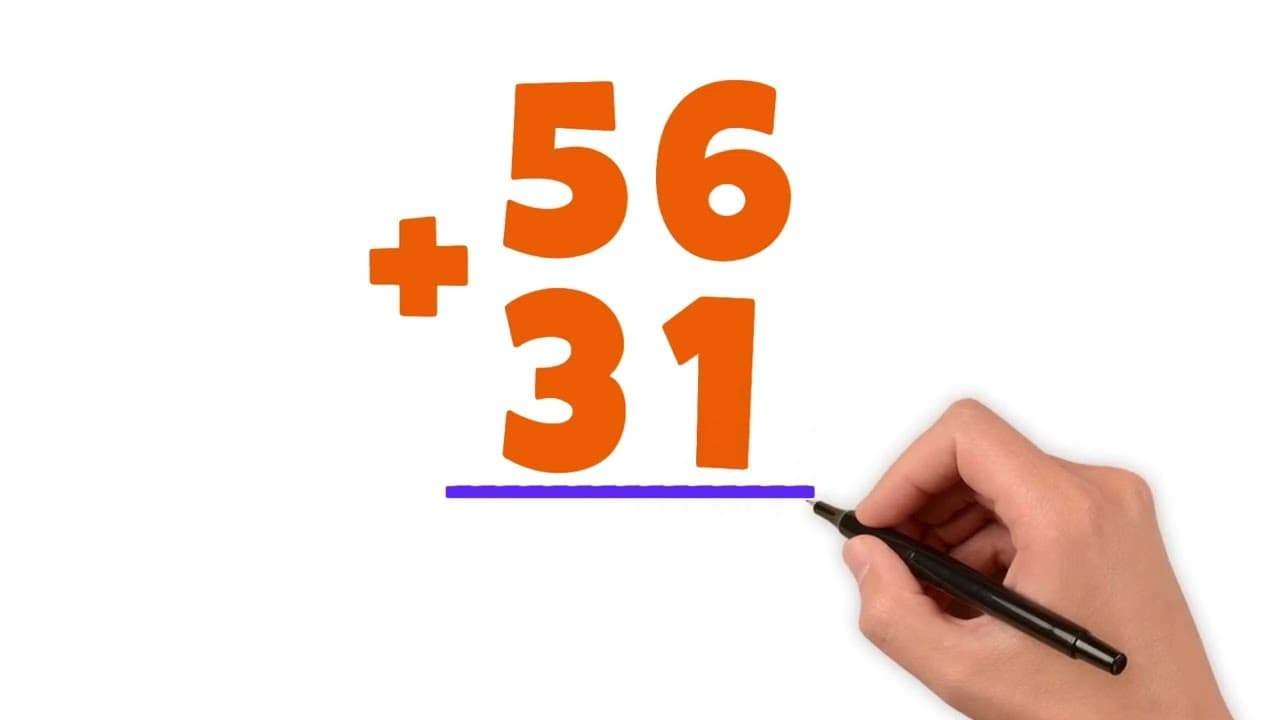 2-Digit Addition: What is 56 + 31?