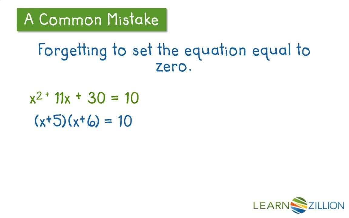 Solving Quadratic Equations by Factoring
