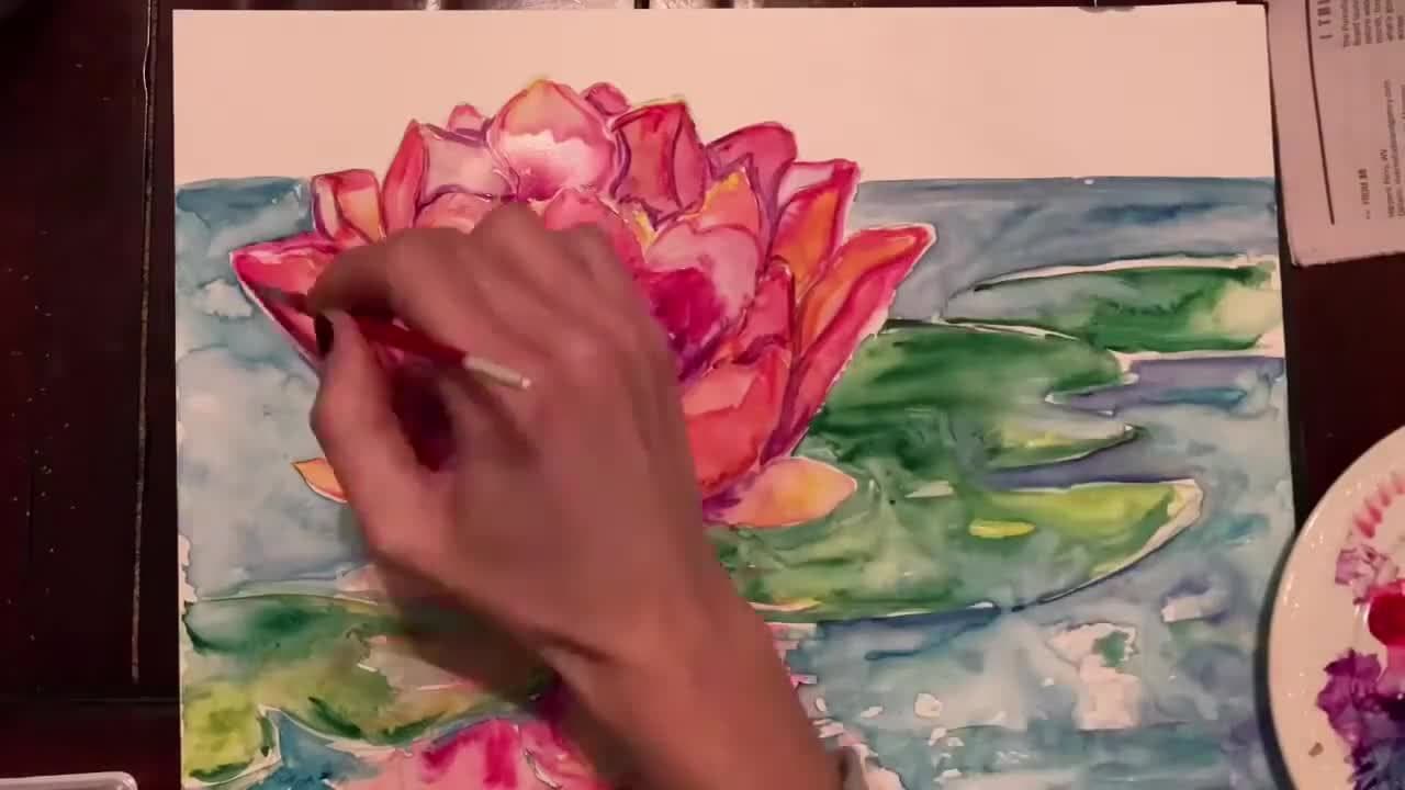 Lotus Flower on Yupo Paper