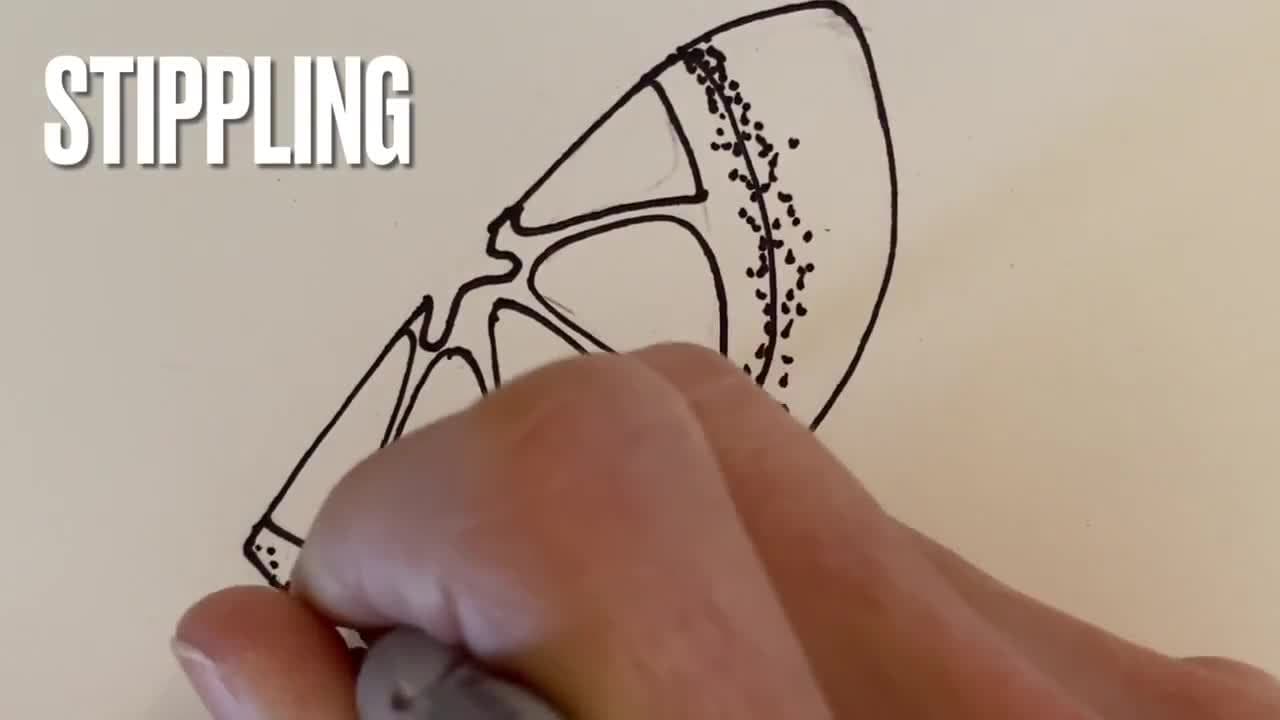 Inking and Coloring an Orange Slice Drawing