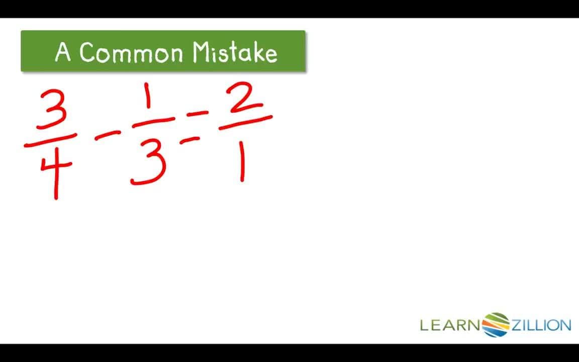 Modeling Subtraction of Fractions with Unlike Denominators