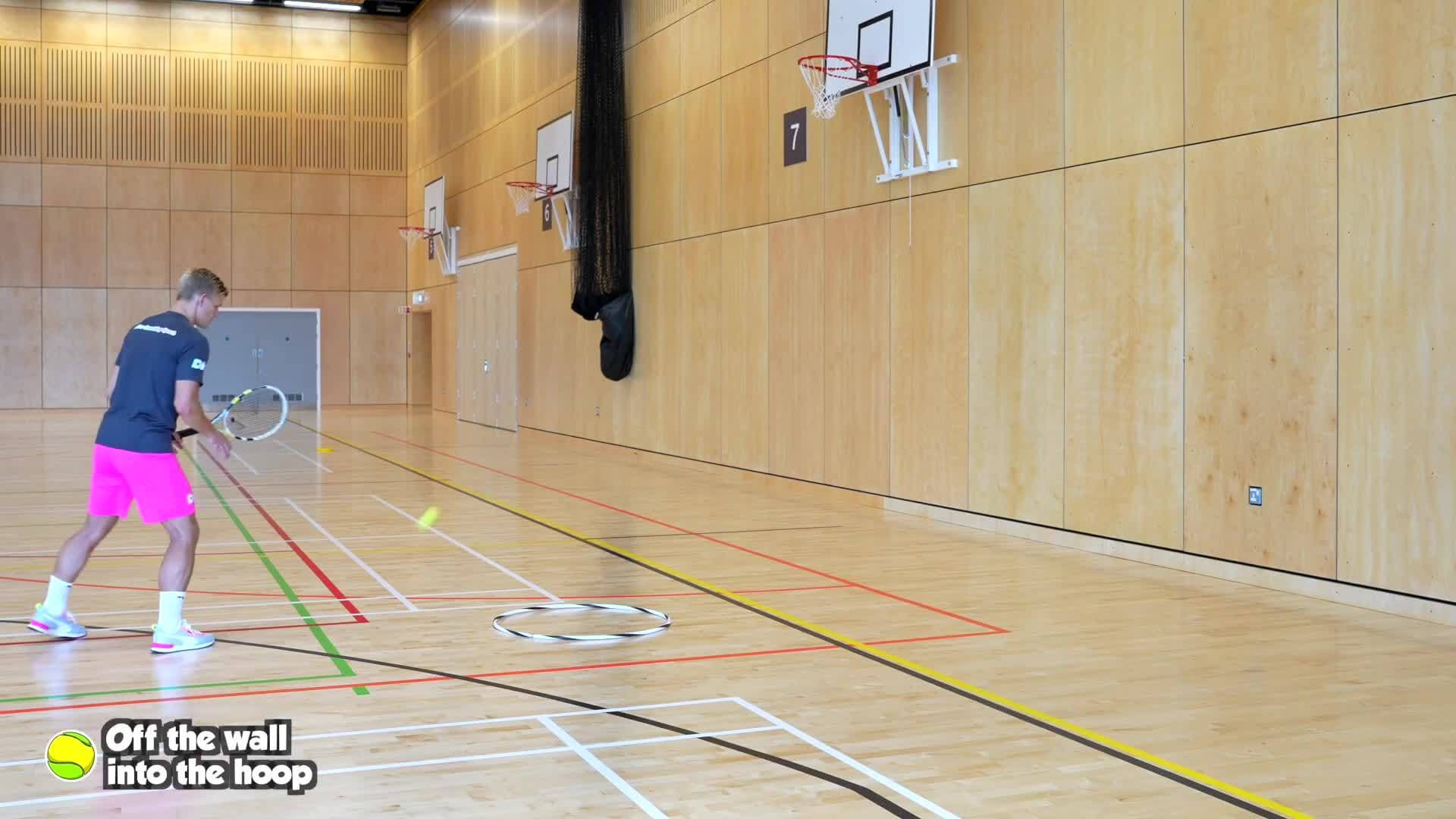 Striking - (Tennis) Off the wall into the hoop