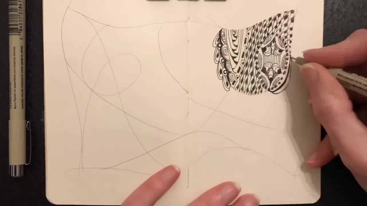 Zentangles for Relaxation: Timelapse Doodle Drawing with Micron Pens