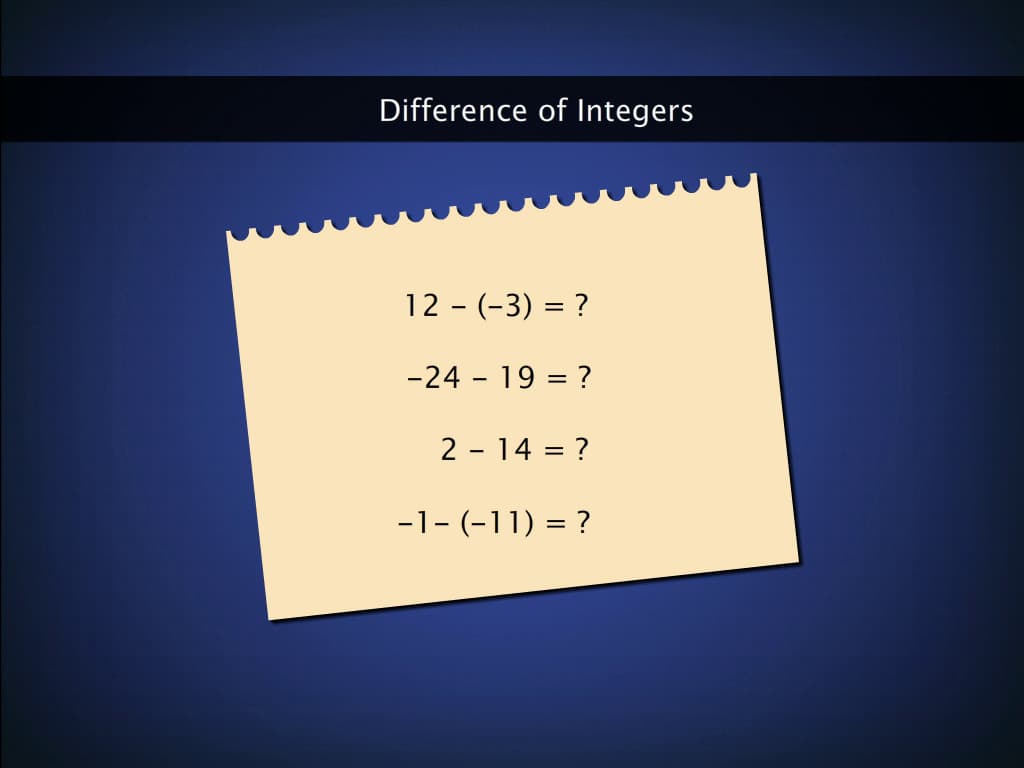 Subtraction of Integers