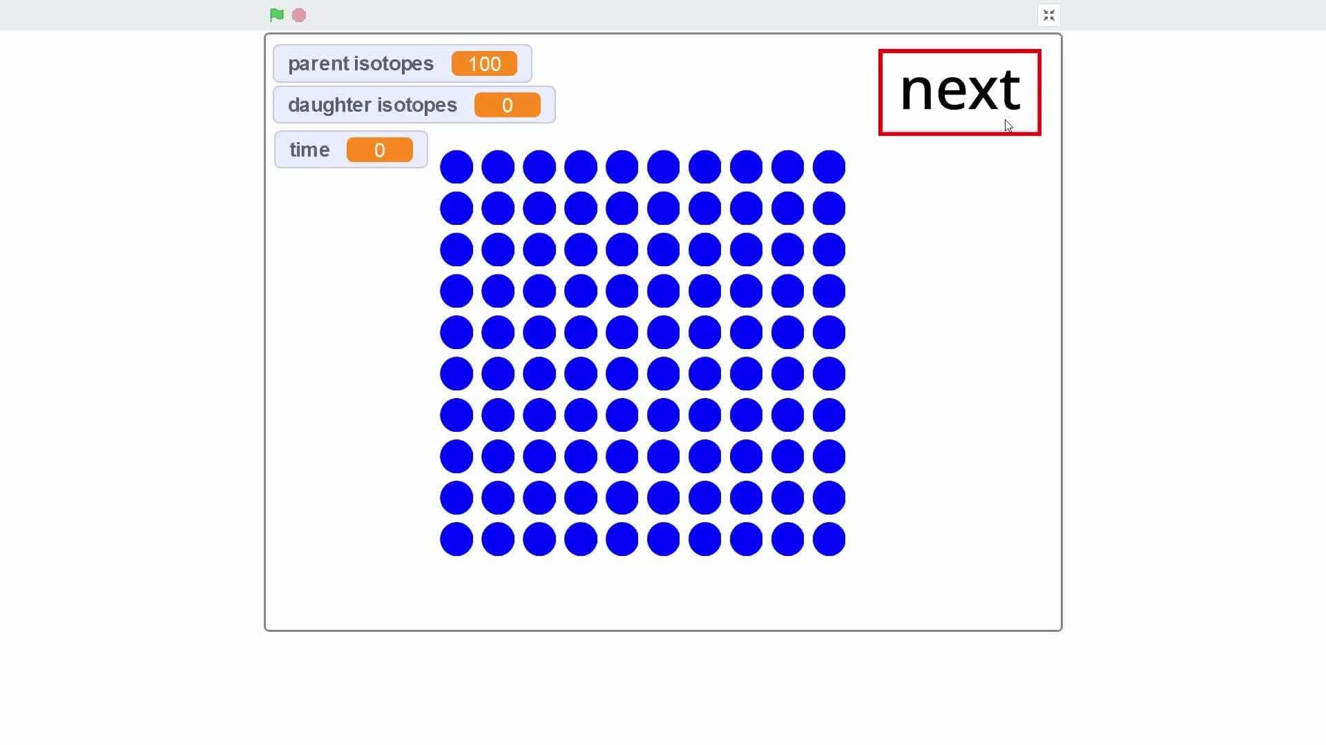 Radioactive Decay Simulation with Scratch