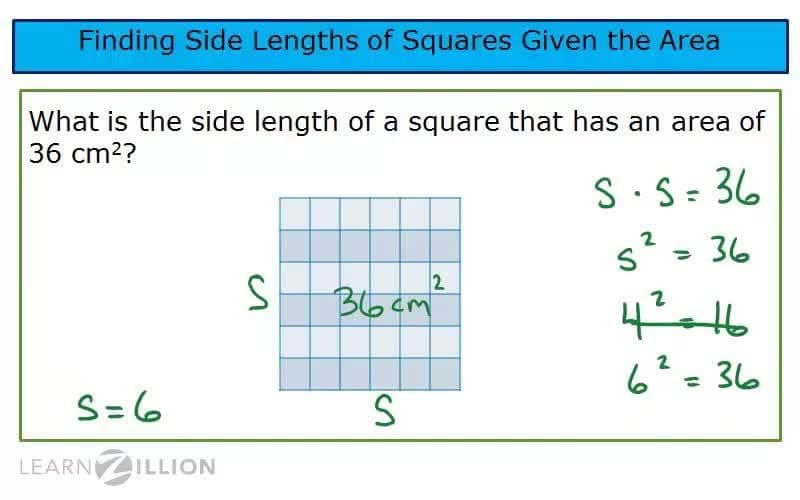 Finding the Side Length of a Square Given the Area