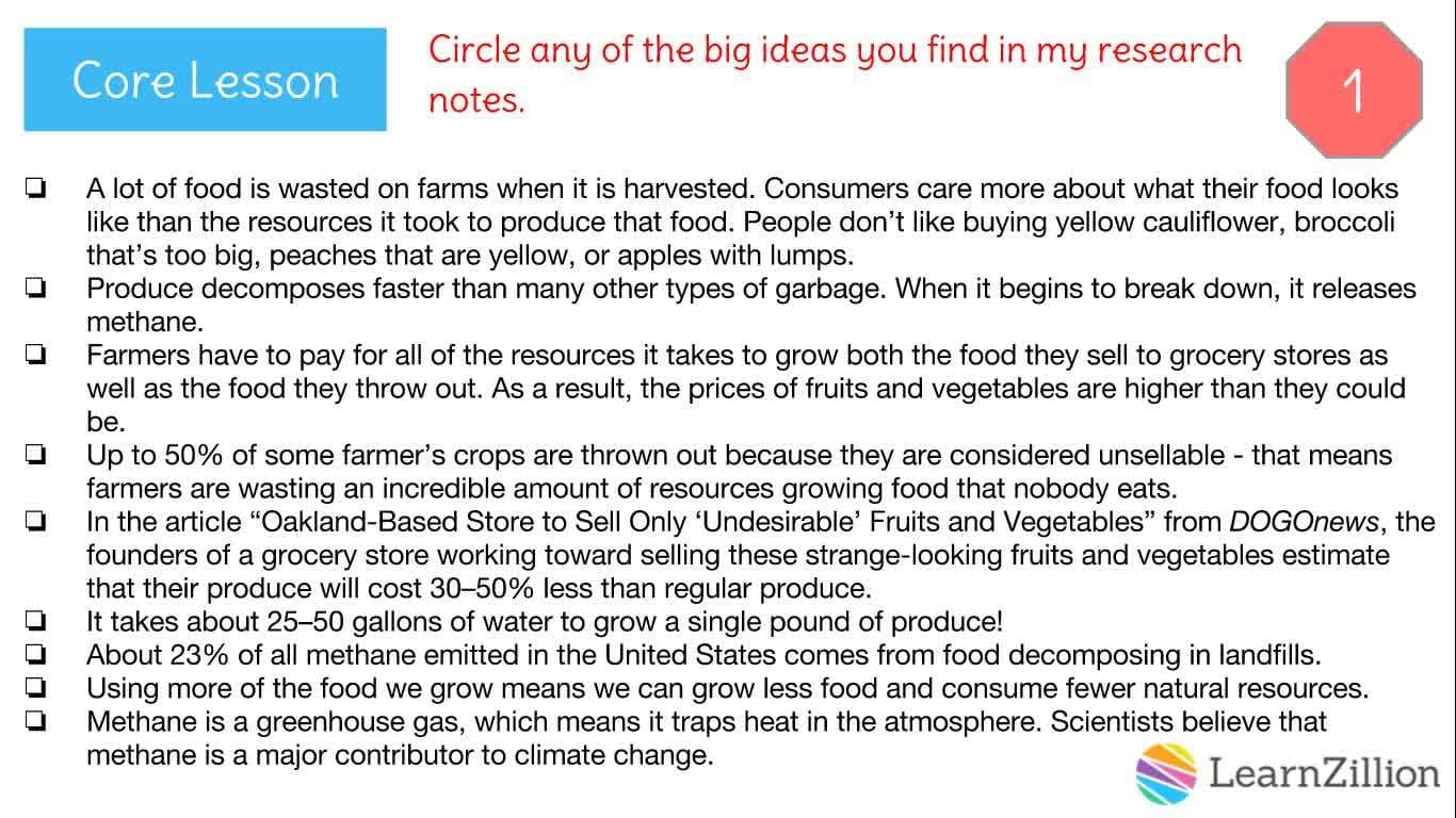 Organizing Ideas in Opinion Writing