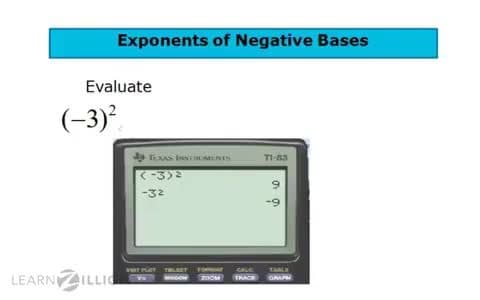 Apply Exponents to Negative Bases