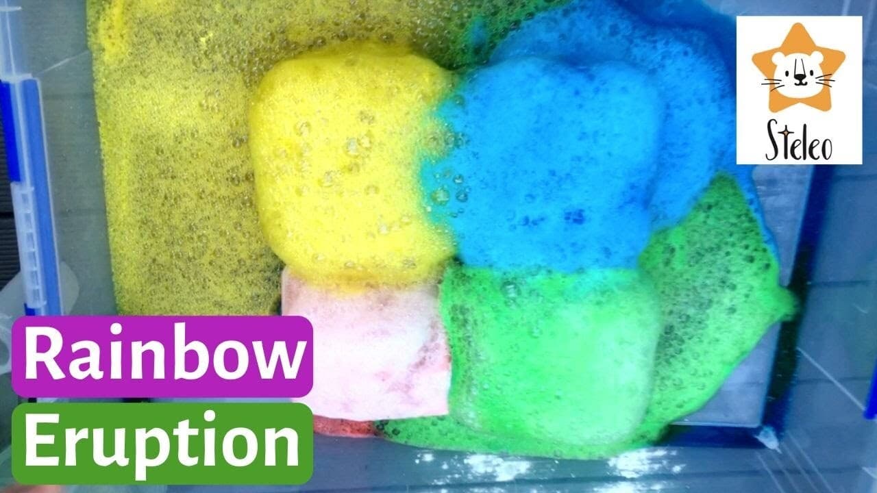 Baking Soda and Vinegar Rainbow Eruption 