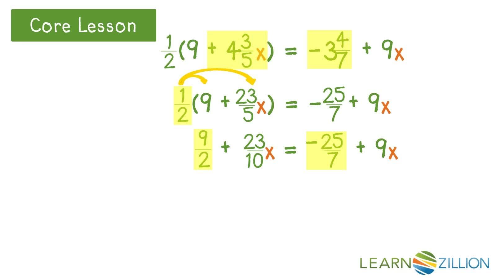 Solving Linear Equations with Mixed Numbers