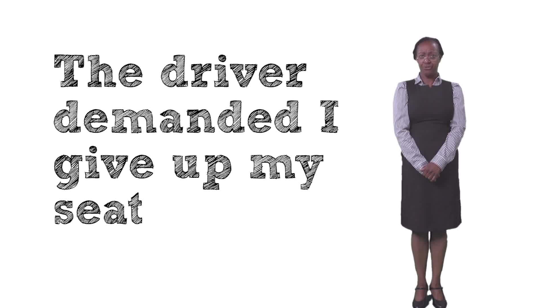 Rosa Parks: refuses to give up her seat on the bus