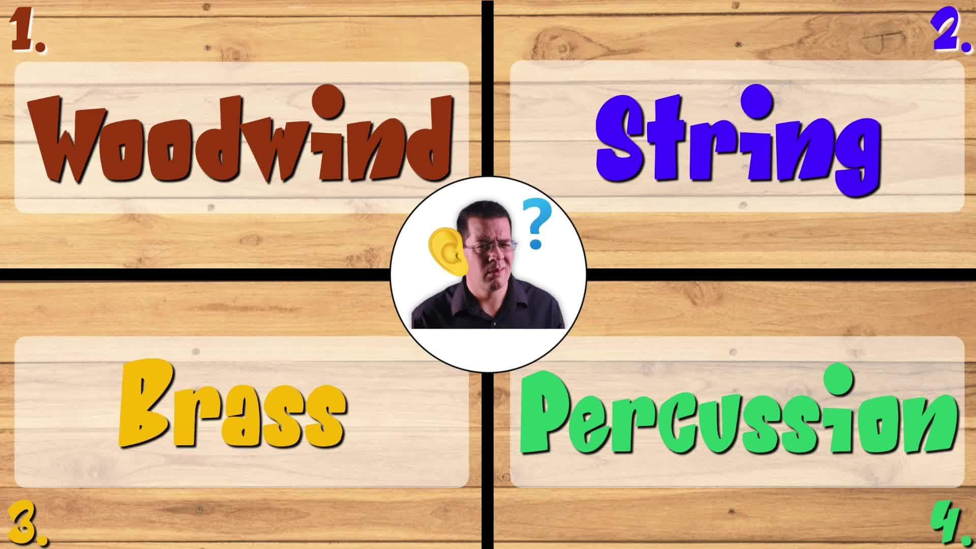 Four Corners Music Game Level One SUPER CHALLENGE: Instrument Families Game