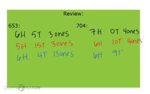Subtracting Numbers to 1000 with Quick Picks and Regrouping