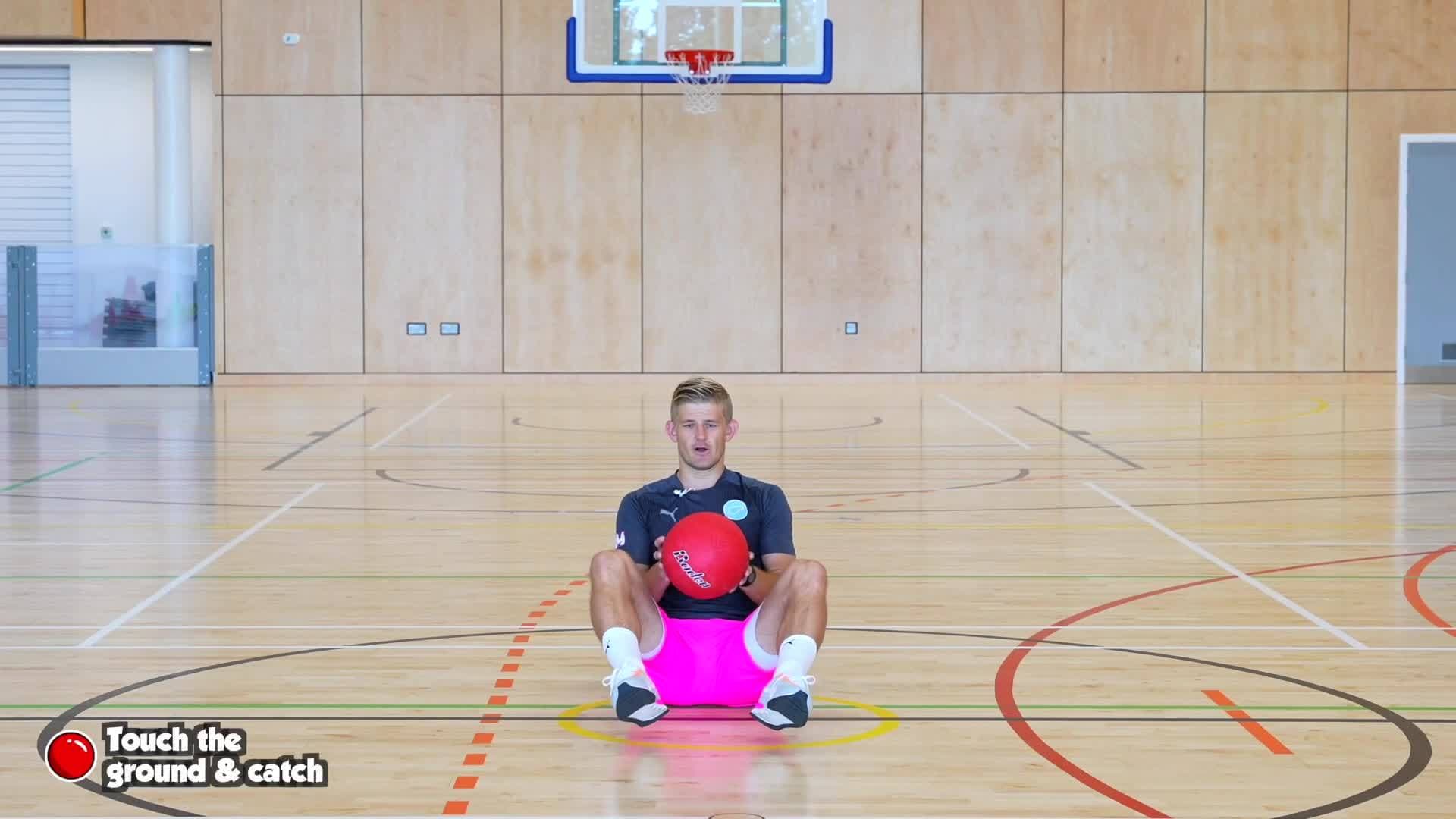 Throwing & Catching - Touch the ground & catch