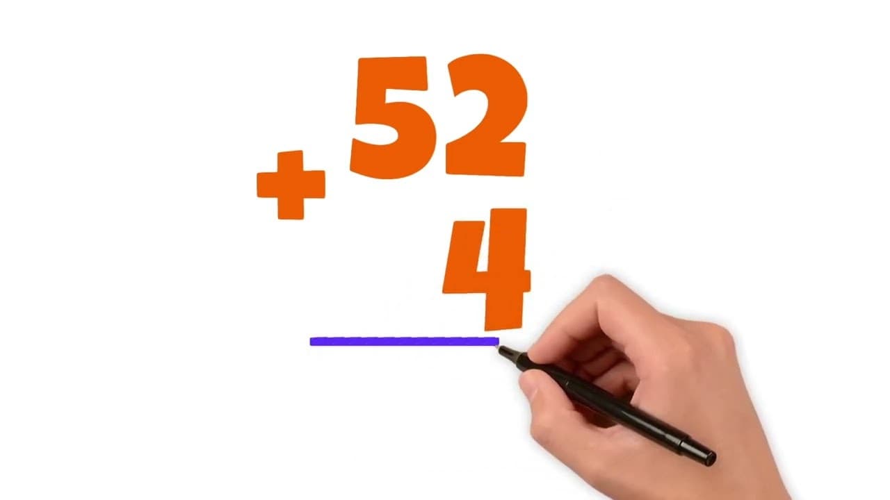 2-Digit plus 1- Digit Addition: What is 52 plus 4?