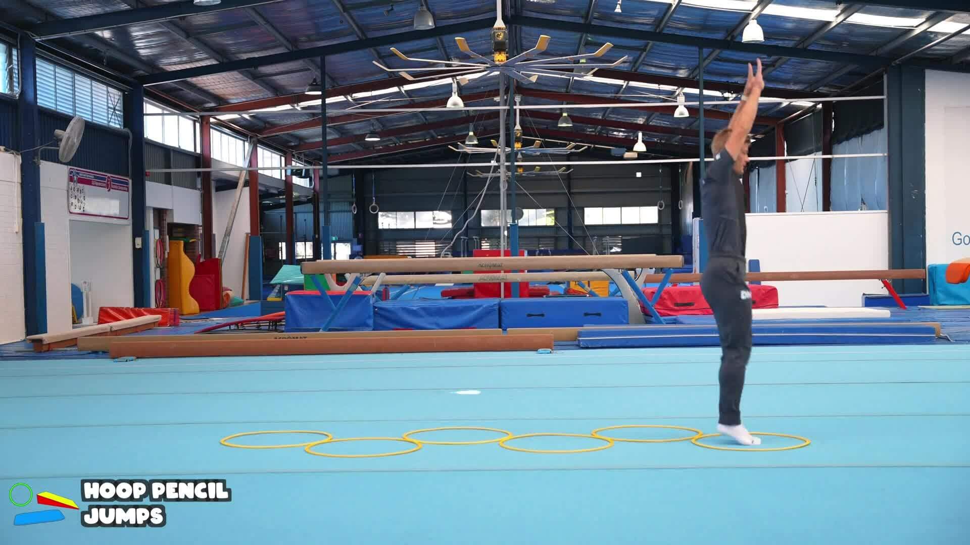 Elementary gymnastics - Misc - 1 hoop pencil jumps
