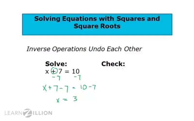 Solving Equations Involving Squares and Square Roots