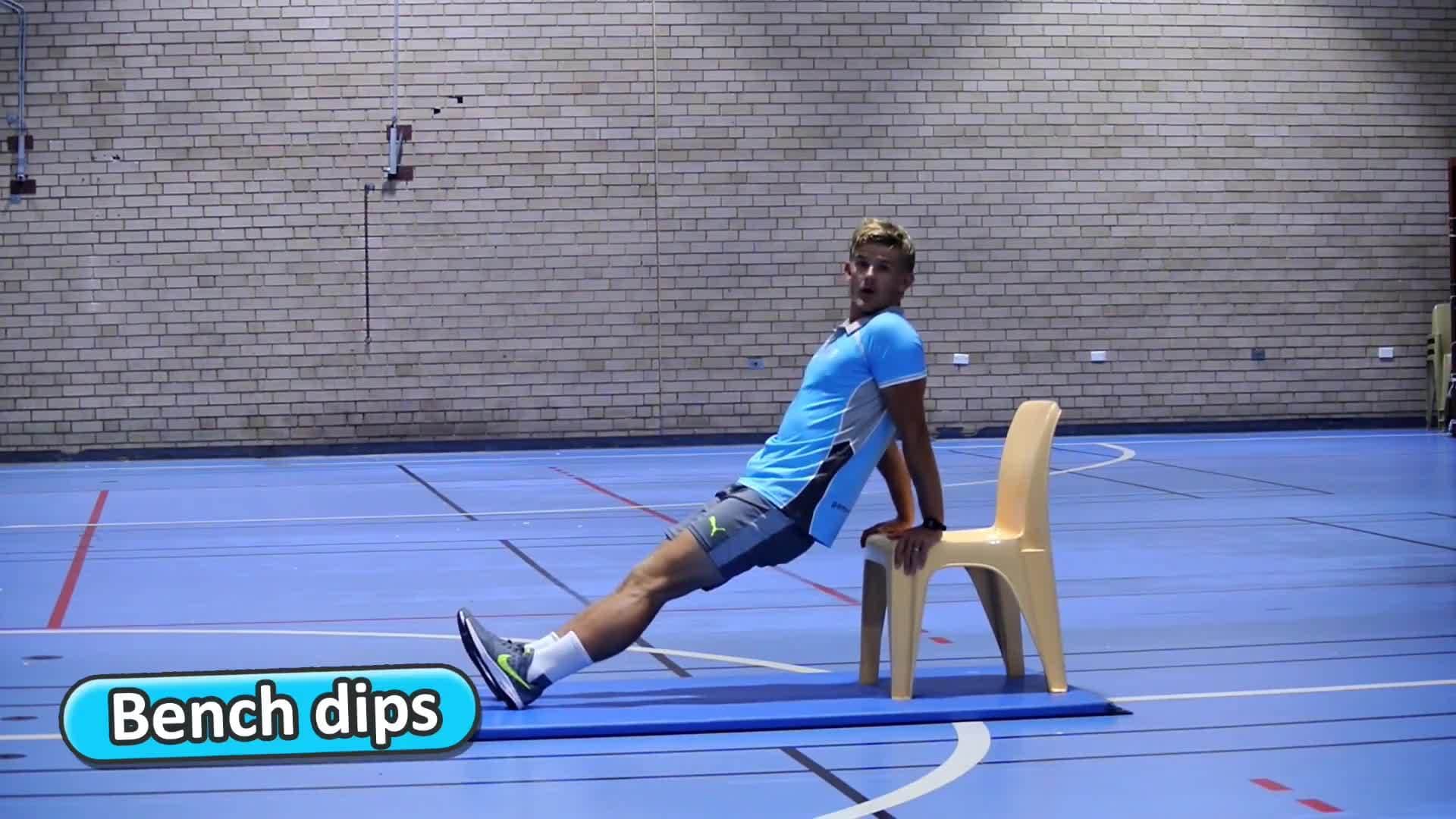 PE fitness circuit ideas › Arm Strength | Bench dips