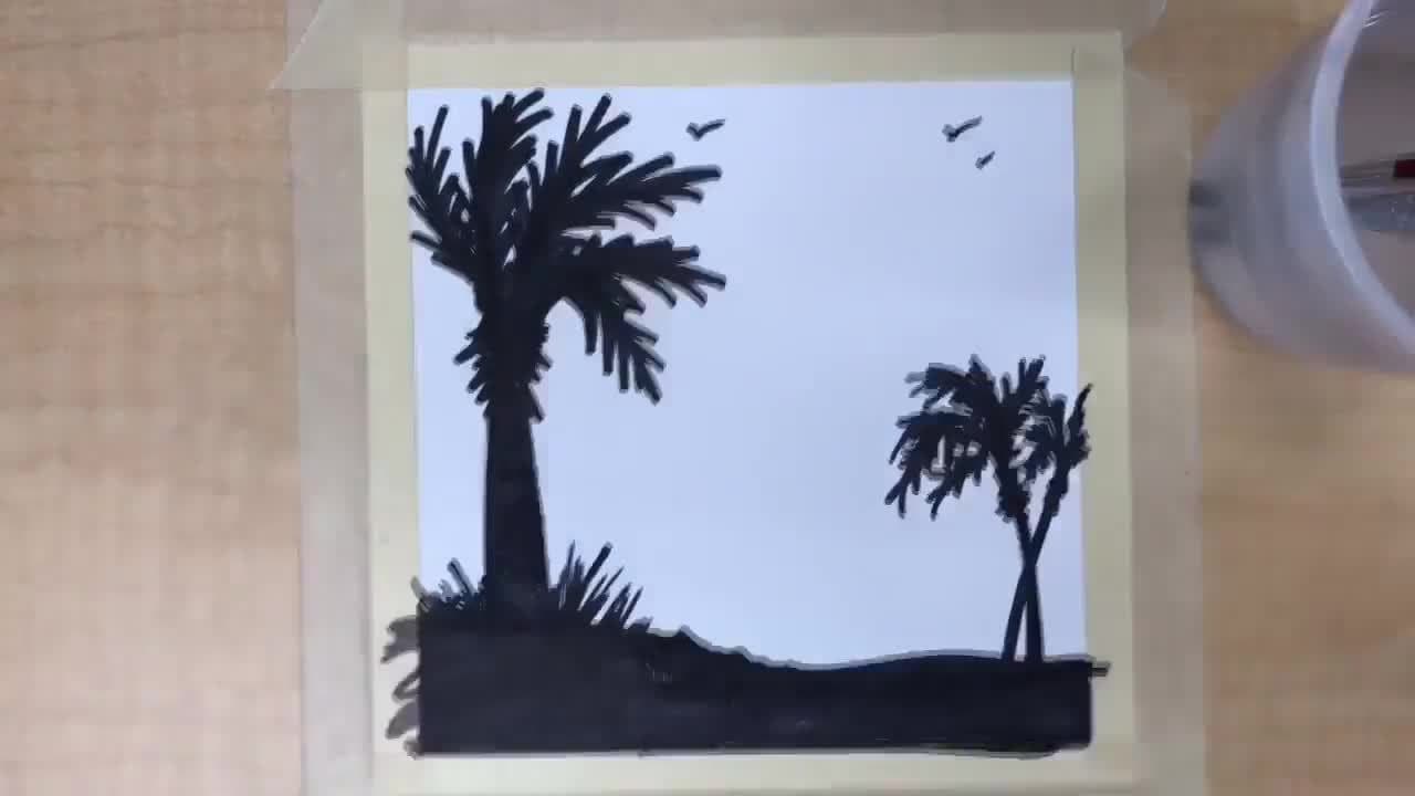 Sunset Silhouette with Watercolor Tutorial