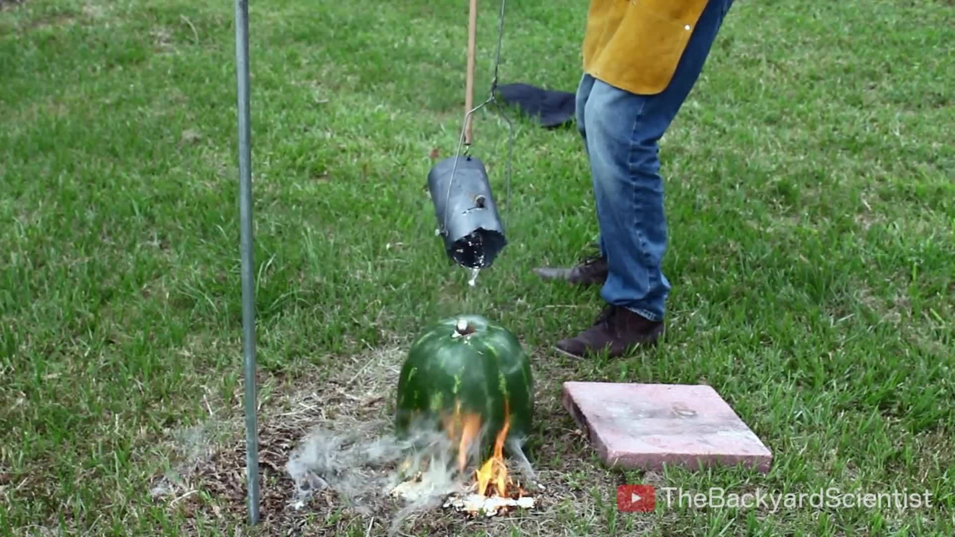Pouring Molten Aluminum In a Watermelon. Awesome Surprise!