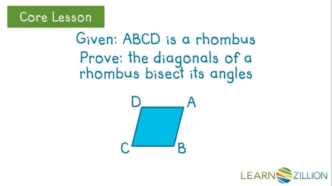 Using Congruent Triangle Criteria to Prove Diagonal Bisecting in a Rhombus