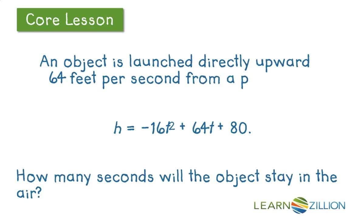 Problem Solving with Quadratic Functions Using Tables of Values