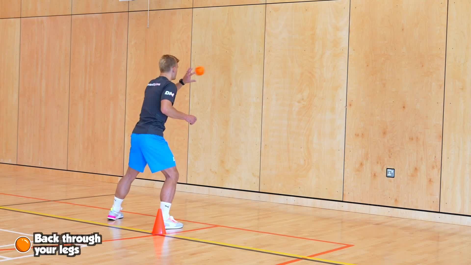 Throwing & Catching - Back through the legs