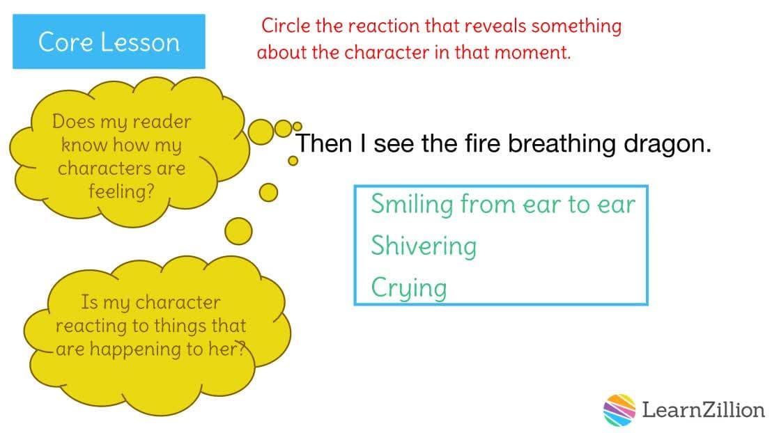 Adding Physical Actions to Enhance Character Reactions in Writing