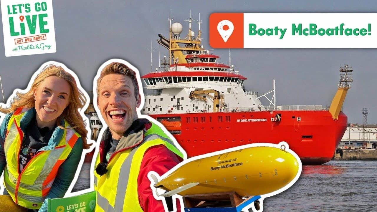 We met Boaty McBoatface! Tour of the RRS Sir David Attenborough | Let's Go Live Maddie & Greg #87