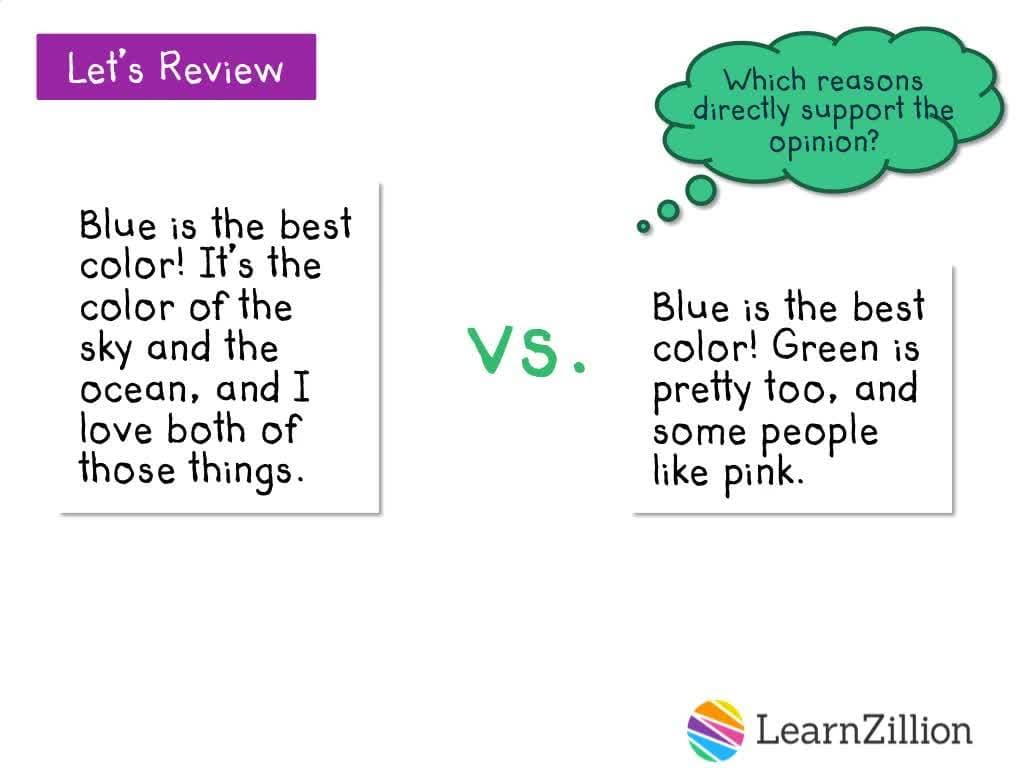 Supporting Opinions with Clear and Focused Reasons in Writing