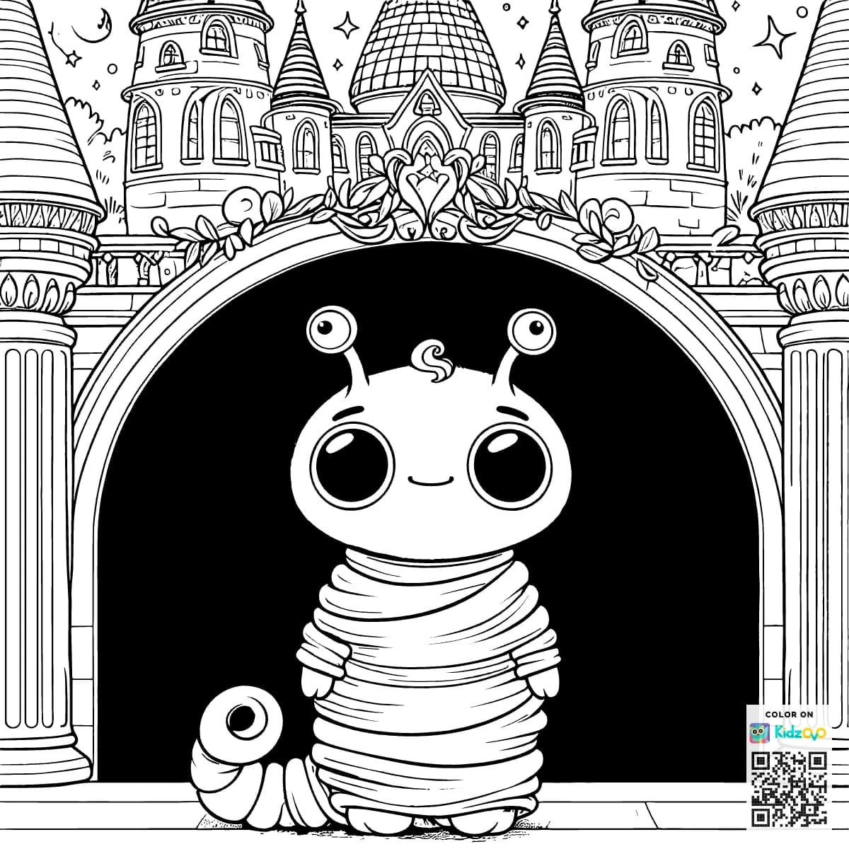 A Cute Alien in a Castle wearing a T-Shirt