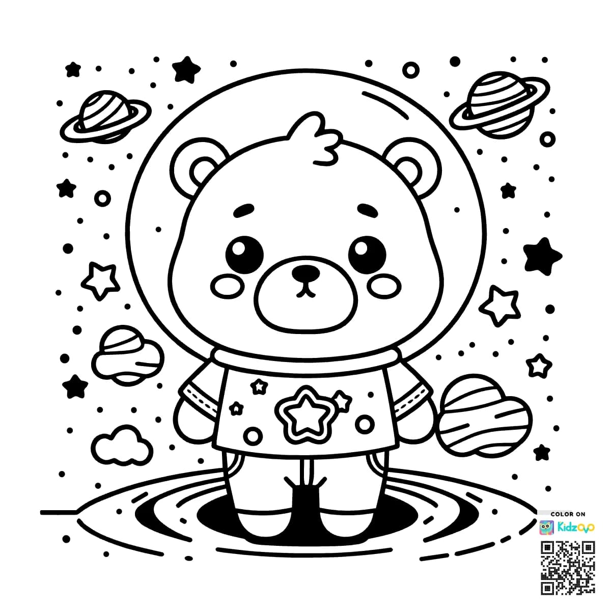 A Cute Bear in Space wearing a T-Shirt