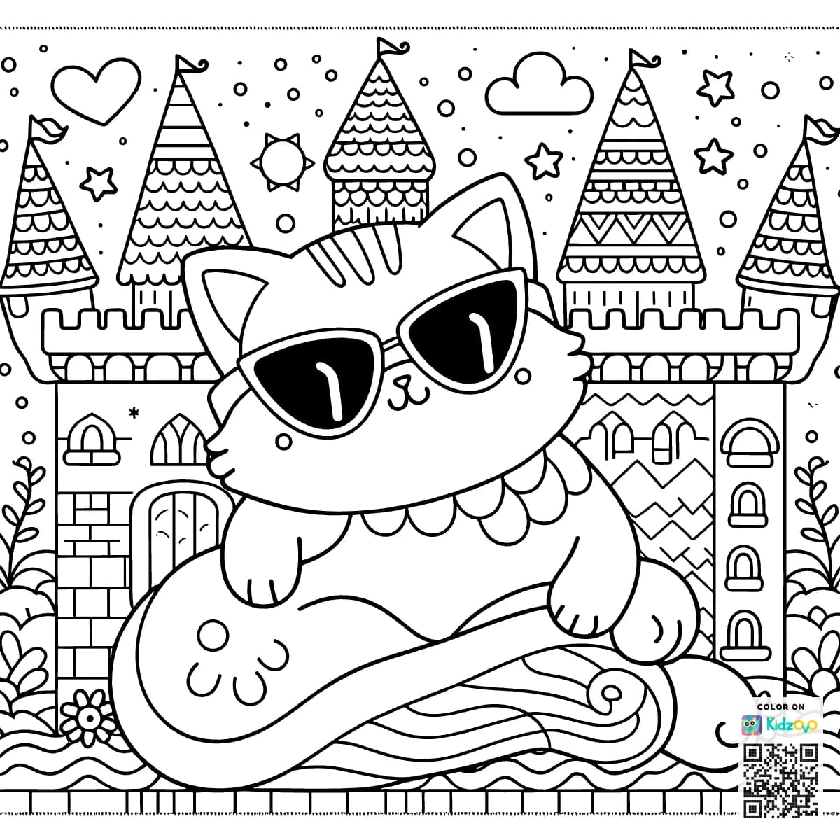 A Cute Cat in a Castle wearing Sunglasses