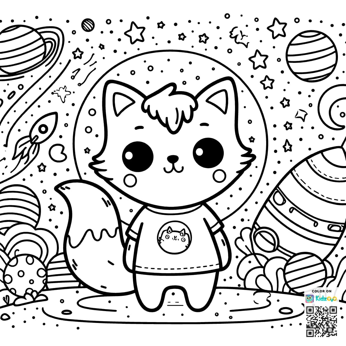 A Cute Cat in Space wearing a T-Shirt