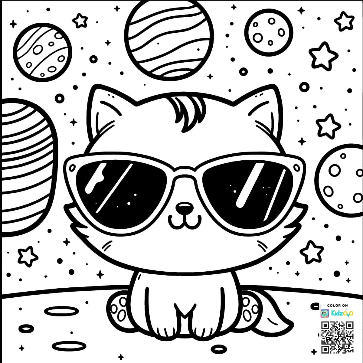 A Cute Cat in Space wearing Sunglasses
