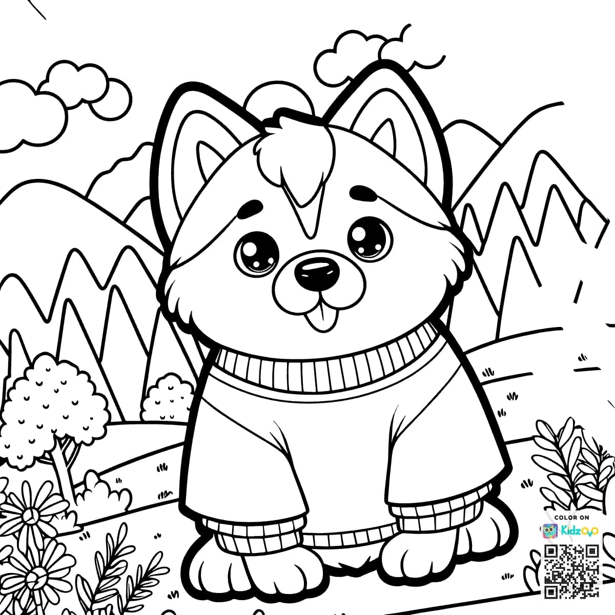 A Cute Dog in the Mountains wearing a T-Shirt