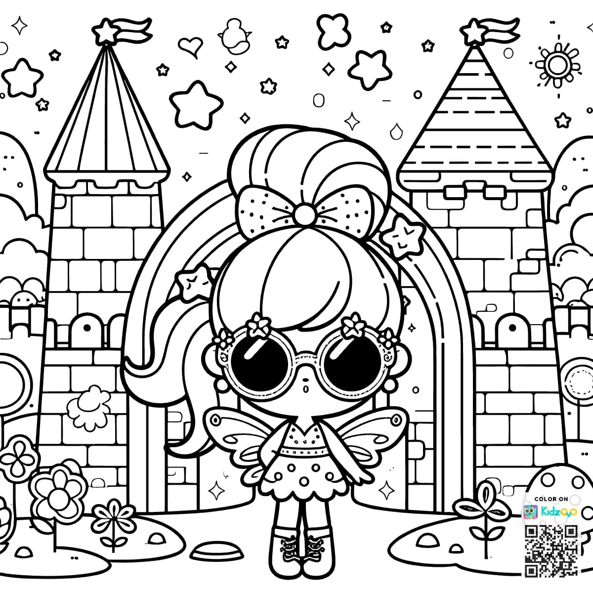 A Cute Fairy in a Castle wearing Sunglasses