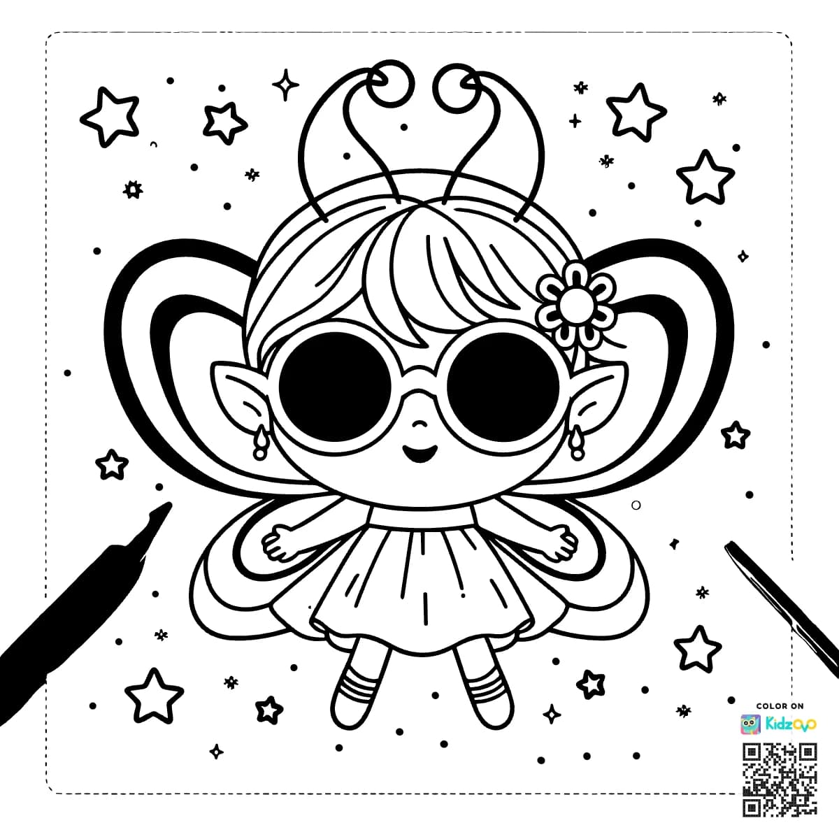 A Cute Fairy in Space wearing a Sunglasses