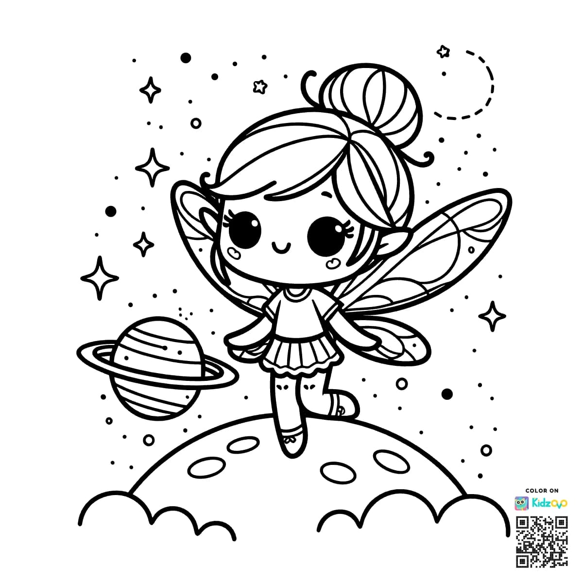 A Cute Fairy in Space wearing a T-Shirt
