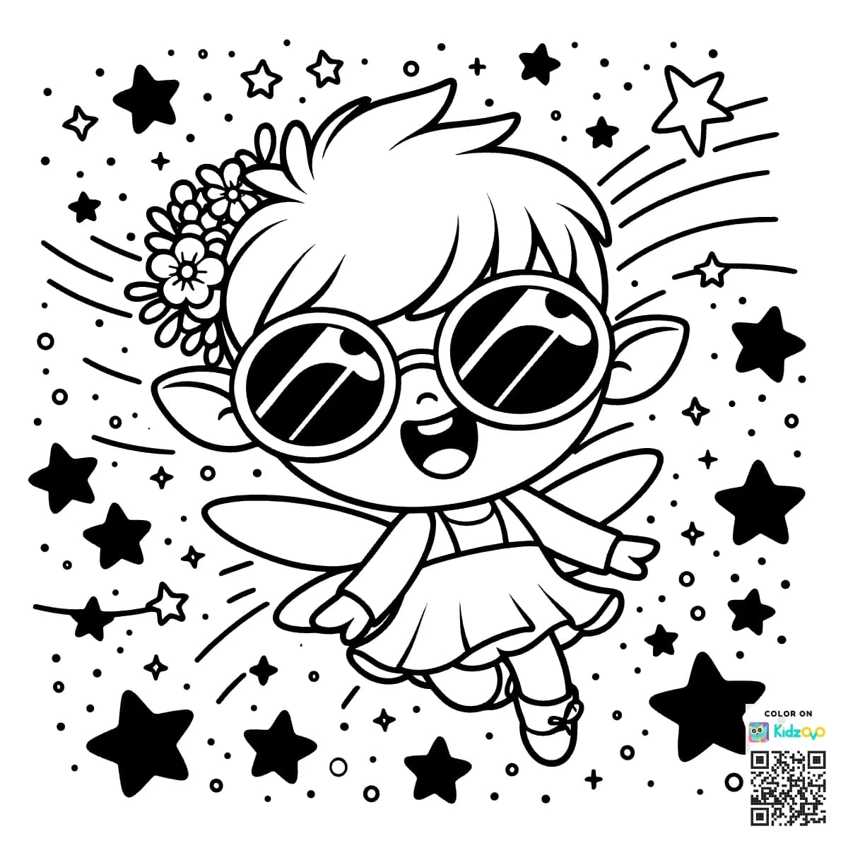 A Cute Fairy in Space wearing Sunglasses
