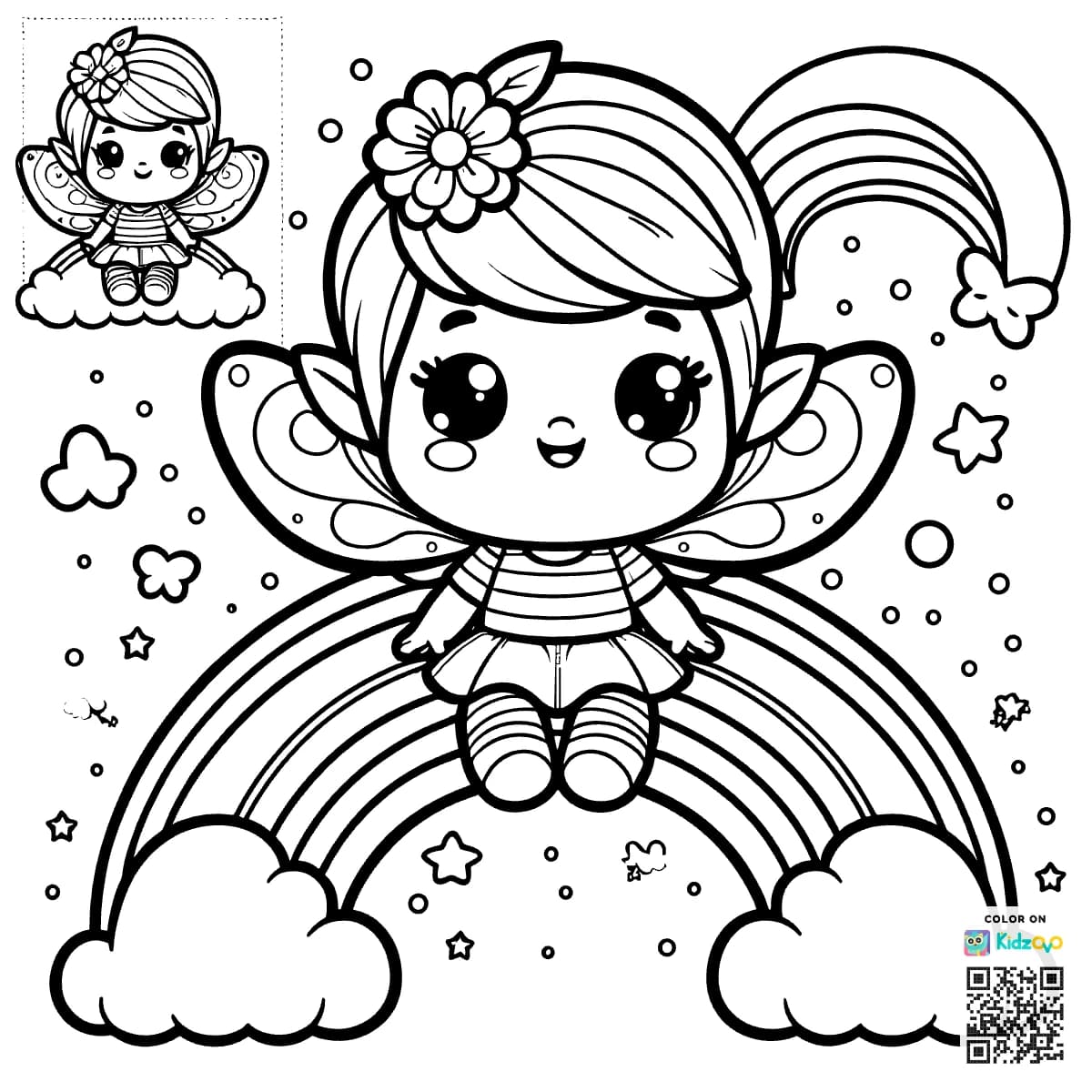 A Cute Fairy on a Rainbow wearing a T-Shirt