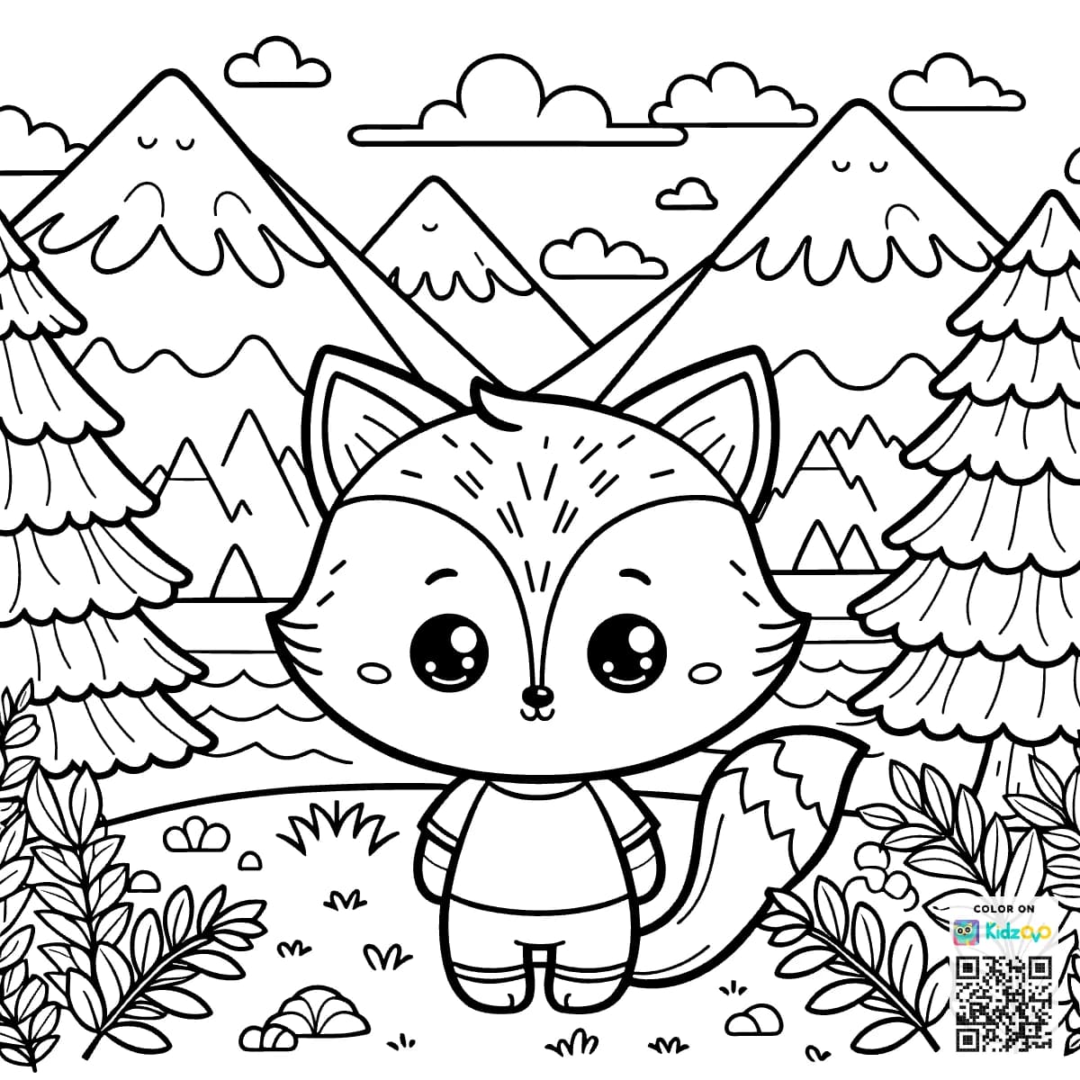 A Cute Fox in the Mountains wearing a T-Shirt