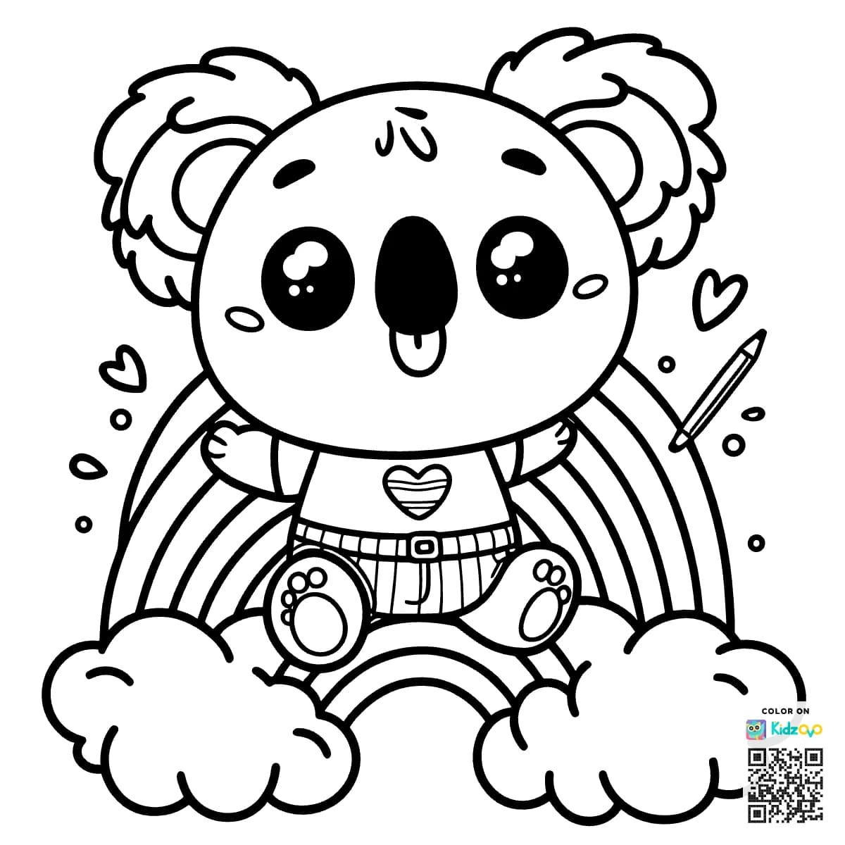 A Cute Koala on a Rainbow wearing a T-Shirt