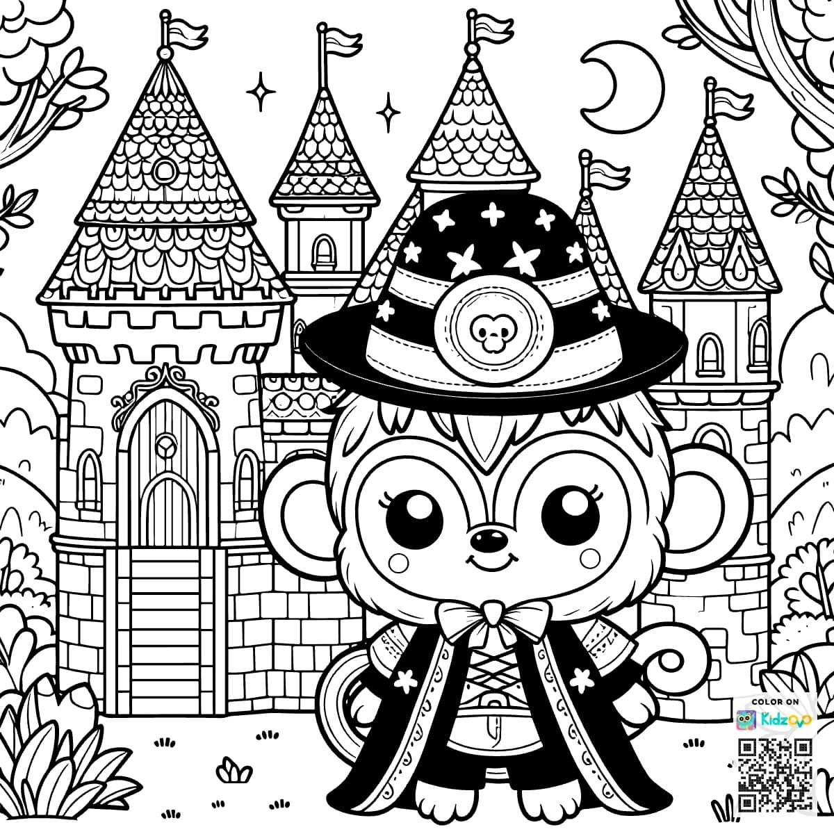 A Cute Monkey in a Castle wearing a T-Shirt