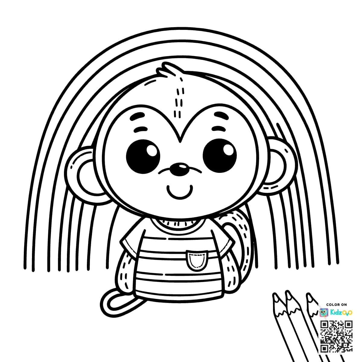 A Cute Monkey on a Rainbow wearing a T-Shirt