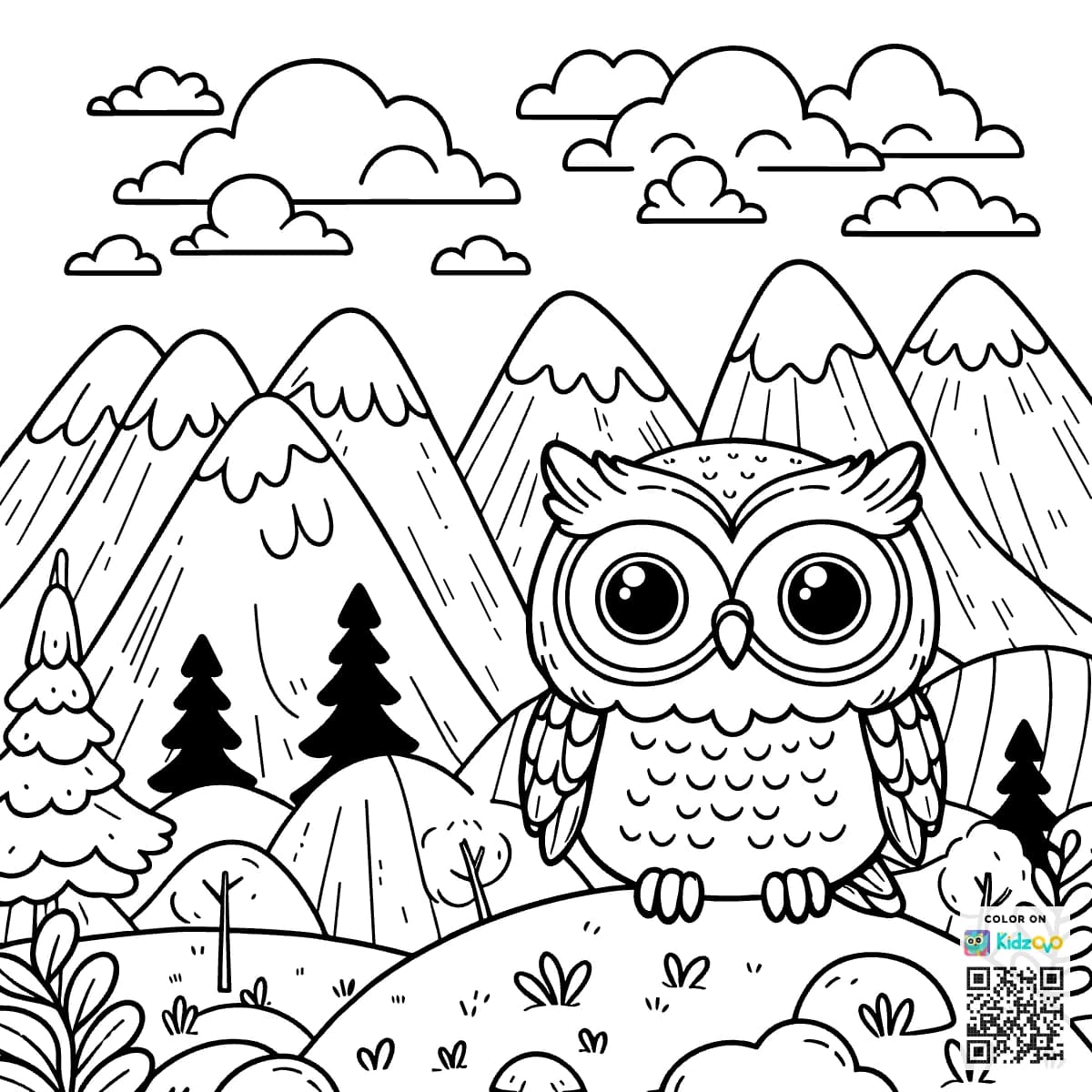 A Cute Owl in the Mountains wearing a T-Shirt