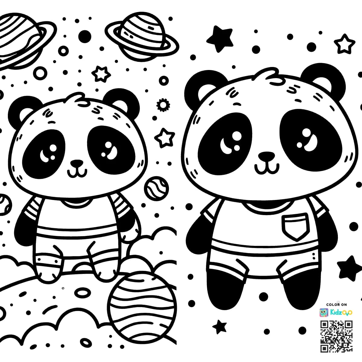 A Cute Panda in Space wearing a T-Shirt